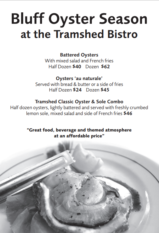 Oyster Menu 2023 Cableways